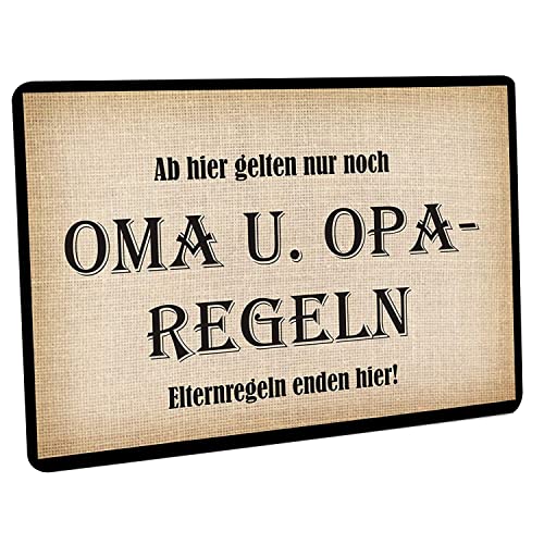 Crealuxe Fussmatte 'Ab Hier gelten nur noch Oma u. Opa Regeln' Bedruckt, Fußabtreter, Fußabstreifer für die Haustür, Fußmatte rutschfest von Crealuxe