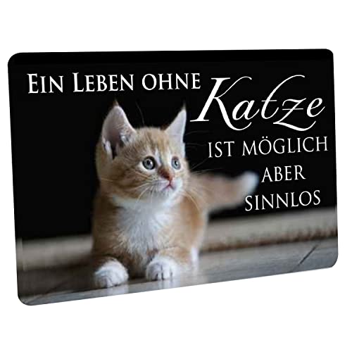 Crealuxe Fussmatte – “ EIN Leben ohne Katze ist möglich Aber sinnlos “ - 60x40 cm - Gummi Rückseite/rutschfest - Filzoberfläche - Bedruckte Türmatte - Innenmatte - Schmutzmatte von Crealuxe