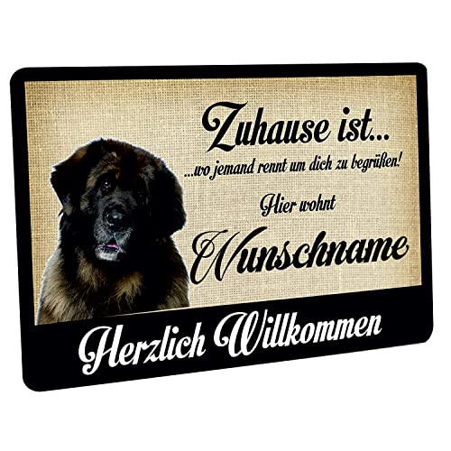 Crealuxe Fussmatte Leonberger Zuhause ist wo jemand rennt um Dich zu begrüßen - ( Wunschname) - Fussmatte Bedruckt Türmatte Innenmatte Schmutzmatte von Crealuxe