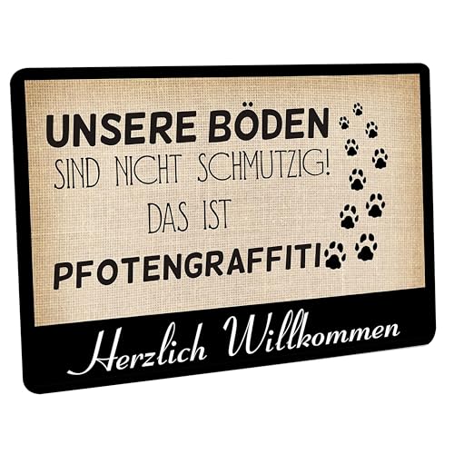 Crealuxe Fussmatte - Unsere Böden sind Nicht schmutzig das ist Pfotengraffiti - 60x40 cm - Gummi Rückseite/rutschfest - Filzoberfläche - Bedruckte Türmatte - Innenmatte - Schmutzmatte Crealuxe Fussmatte - Unsere Böden sind Nicht schmutzig das ist Pfotengraffiti - 60x40 cm - Gummi Rückseite/rutschfest - Filzoberfläche - Bedruckte Türmatte - Innenmatte - Schmutzmatte von Crealuxe