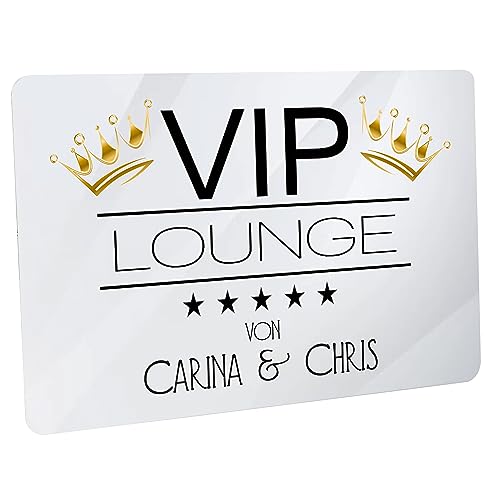 Crealuxe Fussmatte - VIP Lounge Silber - 60 x 40 cm, Bedruckt Türmatte Innenmatte Schmutzmatte lustige Motivfussmatte (VIP Lounge Silber mit Name) von Crealuxe
