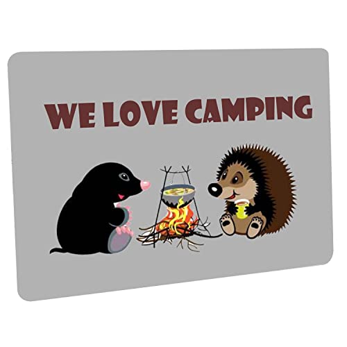 Crealuxe Fussmatte – “ We Love Camping “ - 60x40 cm - Gummi Rückseite/rutschfest - Filzoberfläche - Bedruckte Türmatte - Innenmatte - Schmutzmatte von Crealuxe