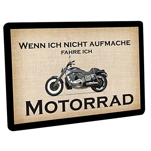 Crealuxe Fussmatte – “ Wenn ich Nicht aufmache fahre ich Motorrad “ - 60x40 cm - Gummi Rückseite/rutschfest - Filzoberfläche - Bedruckte Türmatte - Innenmatte - Schmutzmatte von Crealuxe