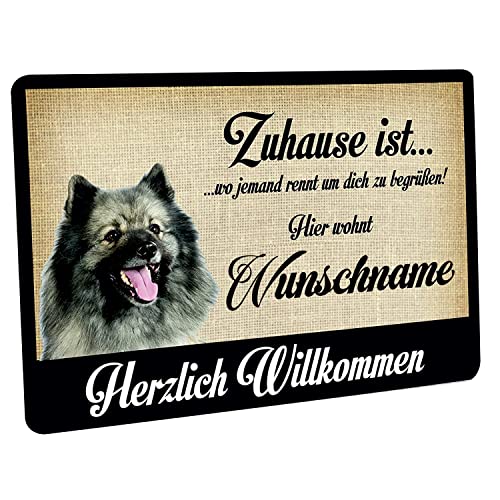 Crealuxe Fussmatte Wolfspitz Zuhause ist wo jemand rennt um Dich zu begrüßen - (Wunschname) - Fussmatte Bedruckt Türmatte Innenmatte Schmutzmatte von Crealuxe