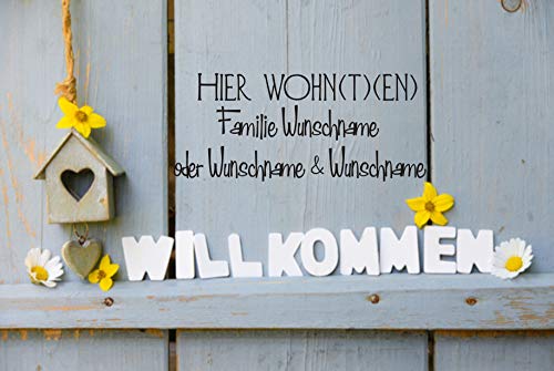 Crealuxe Fussmatte mit Wunschtext/Wunschname Hier wohnt Familie - 60x40 cm - Gummi Rückseite/rutschfest - Filzoberfläche - Bedruckte Türmatte - Innenmatte von Crealuxe