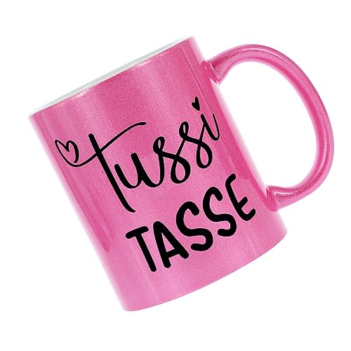 Crealuxe Glitzertasse (Perlmutteffekt) 'Tussi Tasse' Kaffeetasse, Bürotasse, Geschenk Freundin von Crealuxe