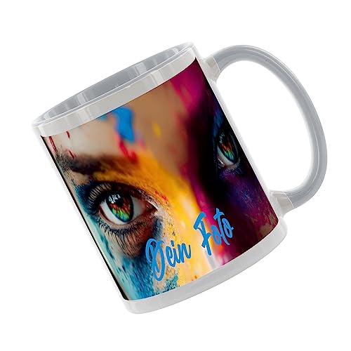 Crealuxe Kaffeetasse - Fototasse - Tasse mit Foto - Spruchtasse, Bürotasse, bedruckte Keramiktasse, Hochwertige Kaffeetasse, Tasse personalisiert mit Name/Spruch (Grau) von Crealuxe