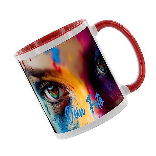 Crealuxe Kaffeetasse - Fototasse - Tasse mit Foto - Spruchtasse, Bürotasse, bedruckte Keramiktasse, Hochwertige Kaffeetasse, Tasse personalisiert mit Name/Spruch (Rot) von Crealuxe
