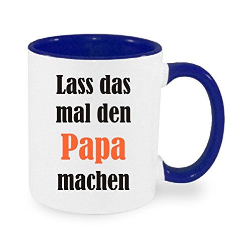 Crealuxe Kaffeetasse 'Lass das mal den Papa machen' bedruckt, Spruchtasse, hochwertige Keramiktasse (Blau) von Crealuxe