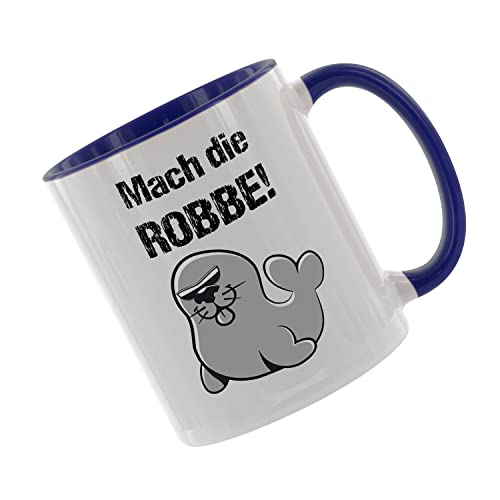 Mach die Robbe - Kaffeetasse mit Motiv, Tasse mit Druck, auch individuell mit Spruch, Foto, Wunschtext, Wunschname (Blau) von Crealuxe