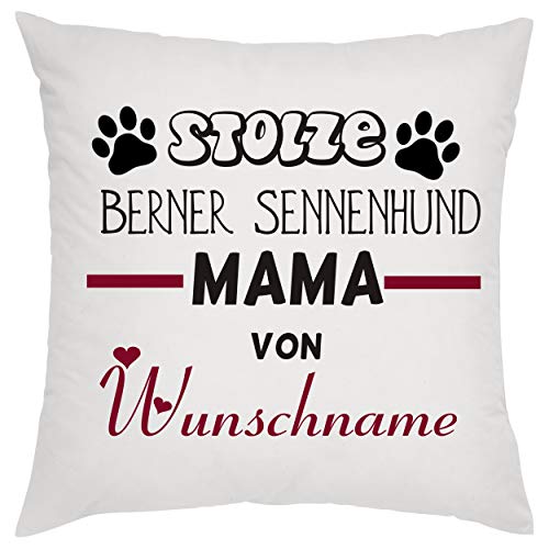 Crealuxe Stolze Berner Sennenhund Mama von (Wunschname) Zierkissen, Sofakissen, bedrucktes Kissen, Bauwollkissen von Crealuxe