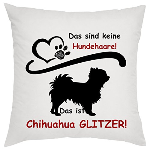 Das sind Keine Hundehaare - das ist Chihuahua-Glitzer Zierkissen, Sofakissen, bedrucktes Kissen, Bauwollkissen von Crealuxe