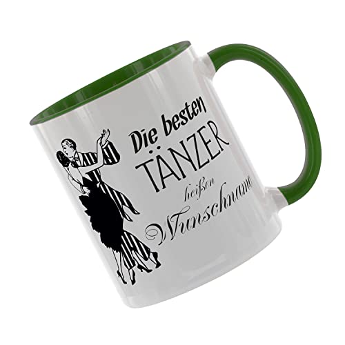 Die besten Tänzer heißen Wunschname Kaffeetasse mit Motiv, Tasse mit Druck, auch individuell mit Spruch, Foto, Wunschtext, Wunschname (Grün) von Crealuxe