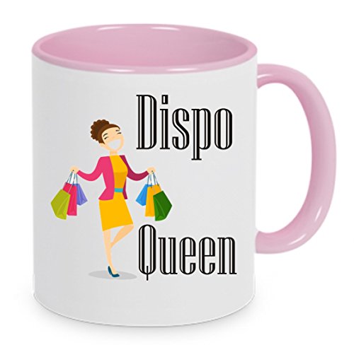 Dispo-Queen - Kaffeetasse mit Motiv, Tasse mit Druck, auch individuell mit Spruch, Foto, Wunschtext, Wunschname (rosa) von Crealuxe