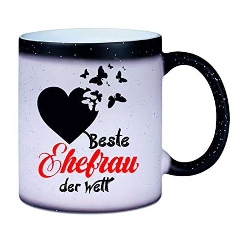 Farbwechseltasse/Glitzer " Beste Ehefrau der Welt " - Farbwechseltasse mit Glitzer - Kaffeetasse - Bürotasse - Geschenktasse von Crealuxe