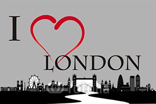 Crealuxe Fussmatte Bedruckt Türmatte Innenmatte Schmutzmatte lustige Motivfussmatte I Love London von Crealuxe