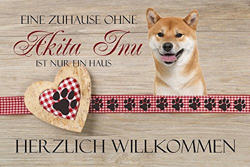 Crealuxe Fussmatte EIN Zuhause ohne Akita Inu ist nur EIN Haus - Fussmatte Bedruckt Türmatte Innenmatte Schmutzmatte lustige Motivfussmatte von Crealuxe