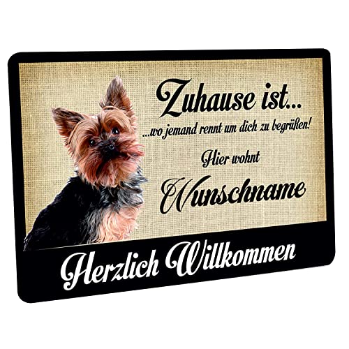 Crealuxe Fußmatte personalisiert - robuste, rutschfeste Fussmatte für Außen & Innen - waschbare Schmutzfangmatte - Fußabtreter Türmatte für aussen & an der Haustür - 60x40cm - Yorkshire Terrier von Crealuxe