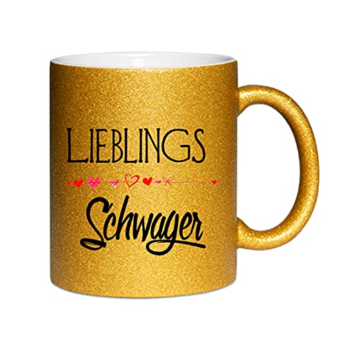 Glitzertasse (Gold) Lieblingsschwager - Kaffeetasse, bedruckte Tasse mit Sprüchen oder Bildern, Bürotasse, von Crealuxe