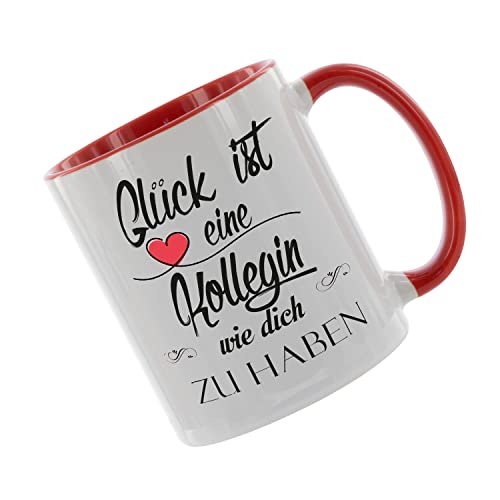 Glück ist eine Kollegin wie dich zu haben. NEU Kaffeetasse mit Motiv, Tasse mit Druck, auch individuell mit Spruch, Foto, Wunschtext, Wunschname (Rot) von Crealuxe