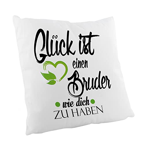 Crealuxe Glück ist einen Bruder wie Dich zu haben Zierkissen, Sofakissen, bedrucktes Kissen, Baumwollkissen von Crealuxe