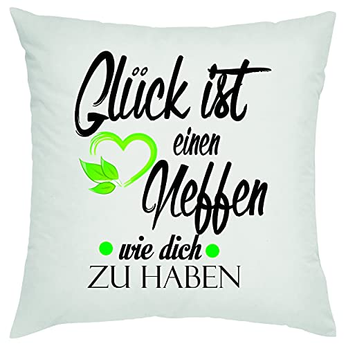 Glück ist einen Neffen wie Dich zu haben Zierkissen, Sofakissen, bedrucktes Kissen, Baumwollkissen von Crealuxe