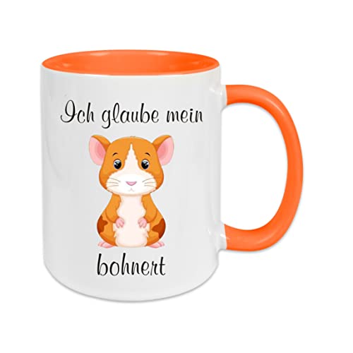Ich glaube mein Hamster bohnert - Kaffeetasse mit Motiv, Tasse mit Druck, auch individuell mit Spruch, Foto, Wunschtext, Wunschname (Orange) von Crealuxe