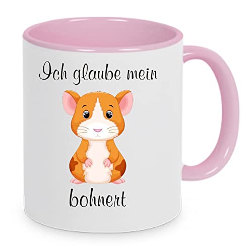 Ich glaube mein Hamster bohnert - Kaffeetasse mit Motiv, Tasse mit Druck, auch individuell mit Spruch, Foto, Wunschtext, Wunschname (Rosa) von Crealuxe