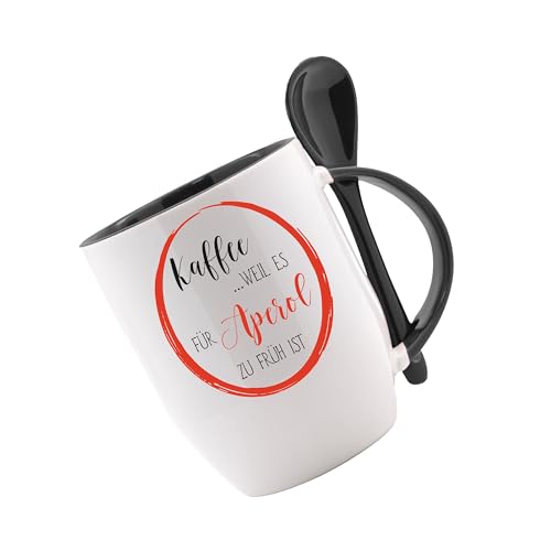 Kaffee weil es für Aperol zu früh ist Kaffeetasse mit Motiv, Tasse mit Druck, auch individuell mit Spruch, Foto, Wunschtext, Wunschname (Löffeltasse) von Crealuxe