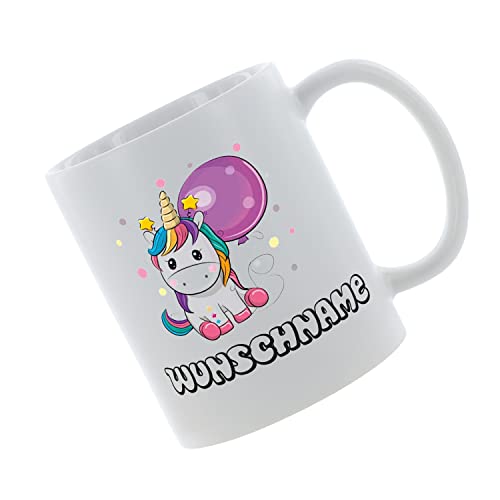 Crealuxe Kaffeetasse 'Einhorn Wunschname' personalisiert, Spruchtasse, hochwertige Keramiktasse (Weiß) von Crealuxe