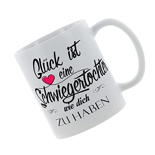 Kaffeebecher Glück ist eine Schwiegertochter wie dich zu haben Kaffeetasse mit Motiv, Tasse mit Druck, auch individuell mit Spruch, Foto, Wunschtext, Wunschname von Crealuxe