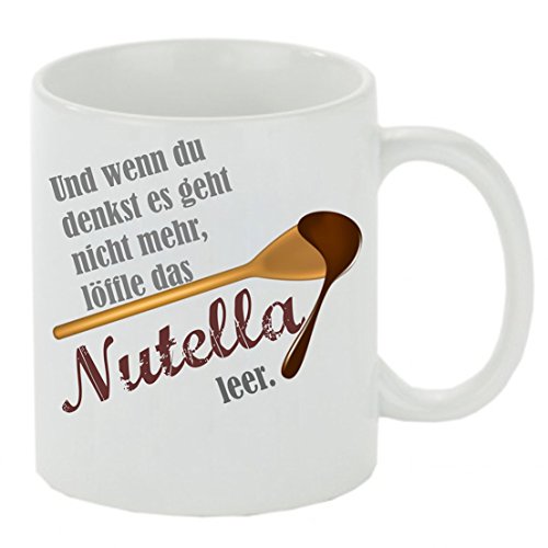 Kaffeebecher Und wenn du denkst es geht nicht mehr löffle das Nutella leer Kaffeetasse mit Motiv, Tasse mit Druck, auch individuell mit Spruch, Foto, Wunschtext, Wunschname von Crealuxe