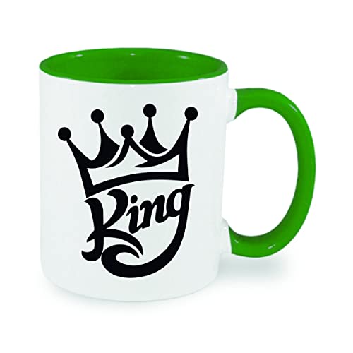 King Kaffeetasse mit Motiv, Tasse mit Druck, auch individuell mit Spruch, Foto, Wunschtext, Wunschname (Grün) von Crealuxe