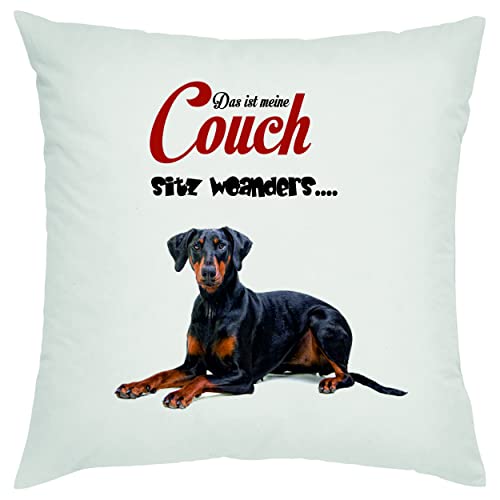 Kissen Dobermann - Das ist Meine Couch , Sitz woanders ..... . Zierkissen, Sofakissen, bedrucktes Kissen, Baumwollkissen von Crealuxe