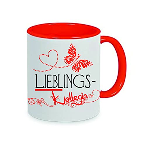 " Lieblingskollegin " - Kaffeetasse mit Motiv, Tasse mit Druck, auch individuell mit Sprüchen, Bildern, Wunschtext, Wunschname (Rot) von Crealuxe