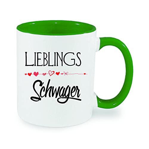 Lieblingsschwager Kaffeetasse mit Motiv, Tasse mit Druck, auch individuell mit Spruch, Foto, Wunschtext, Wunschname (Grün) von Crealuxe