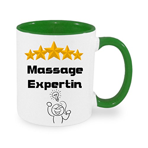 Massage Expertin - Kaffeetasse mit Motiv, Tasse mit Druck, auch individuell mit Spruch, Foto, Wunschtext, Wunschname (Grün) von Crealuxe