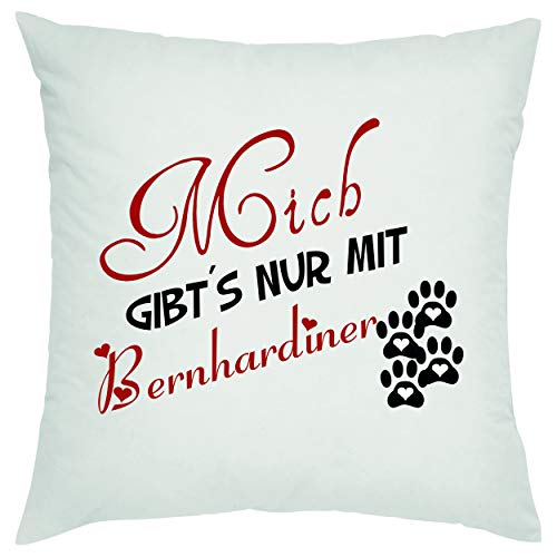 Crealuxe Mich gibt´s nur mit Bernhardiner Zierkissen, Sofakissen, bedrucktes Kissen, Bauwollkissen von Crealuxe