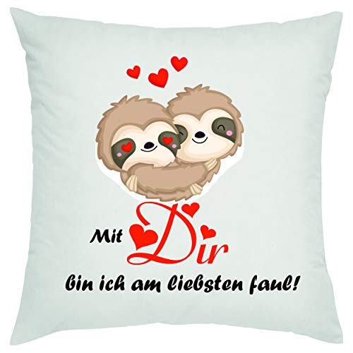 Mit dir Bin ich am liebsten faul Zierkissen, Sofakissen, bedrucktes Kissen, Bauwollkissen von Crealuxe