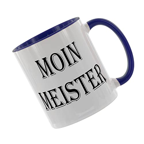 Moin Meister Kaffeetasse mit Motiv, Tasse mit Druck, auch individuell mit Spruch, Foto, Wunschtext, Wunschname (Blau) von Crealuxe