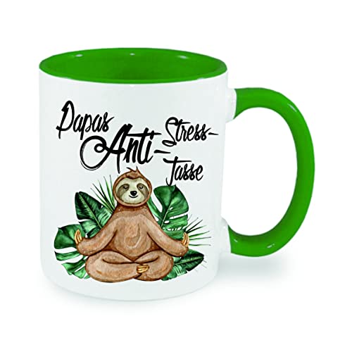 Papa Anti Stress Tasse Kaffeetasse mit Motiv, Tasse mit Druck, auch individuell mit Spruch, Foto, Wunschtext, Wunschname (Grün) von Crealuxe