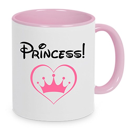 Princess Kaffeetasse mit Motiv, Tasse mit Druck, auch individuell mit Spruch, Foto, Wunschtext, Wunschname (Rosa) von Crealuxe