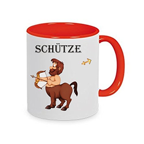 " Sternzeichen Tasse - Schütze " - Kaffeetasse mit Motiv, Tasse mit Druck, auch individuell mit Spruch, Foto, Wunschtext, Wunschname (rot) von Crealuxe