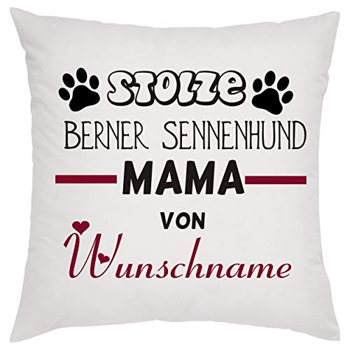 Stolze Berner Sennenhund Mama von (Wunschname) Zierkissen, Sofakissen, bedrucktes Kissen, Bauwollkissen von Crealuxe