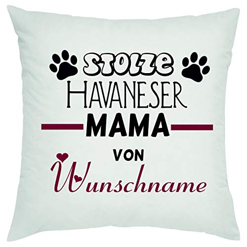 Stolze Havaneser Mama von (Wunschname) Zierkissen, Sofakissen, bedrucktes Kissen, Bauwollkissen von Crealuxe