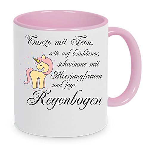 Tanze mit Feen... - Kaffeetasse mit Motiv, Tasse mit Druck, auch individuell mit Spruch, Foto, Wunschtext, Wunschname (Rosa) von Crealuxe