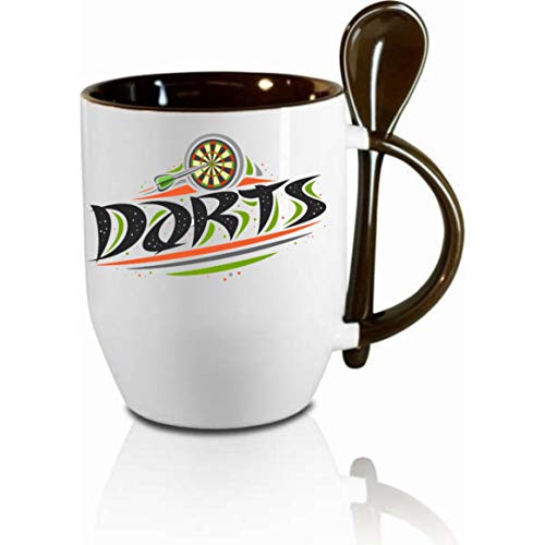 Tasse m. Löffel " Darts Dart " Löffeltasse, Kaffeetasse m. Motiv,Bürotasse, bedruckte Tasse mit Sprüchen oder Bildern - von Crealuxe