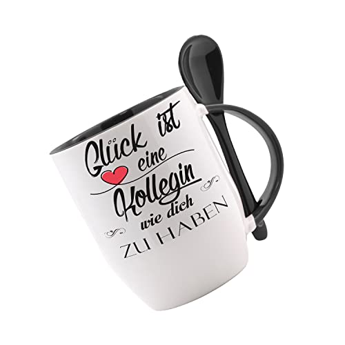 Tasse mit Löffel Glück ist eine Kollegin wie dich zu haben NEU Löffeltasse, Kaffeetasse mit Motiv,Bürotasse, bedruckte Tasse mit Sprüchen oder Bildern - Tasse mit Löffel Glück ist eine Kollegin wie dich zu haben NEU Löffeltasse, Kaffeetasse mit Motiv,Bürotasse, bedruckte Tasse mit Sprüchen oder Bildern - von Crealuxe