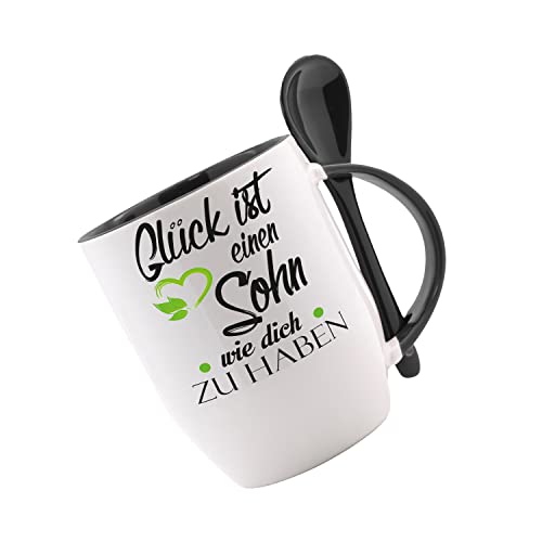 Tasse mit Löffel Glück ist einen Sohn wie dich zu haben NEU Löffeltasse, Kaffeetasse mit Motiv, Bürotasse, bedruckte Tasse mit Sprüchen oder Bildern - von Crealuxe