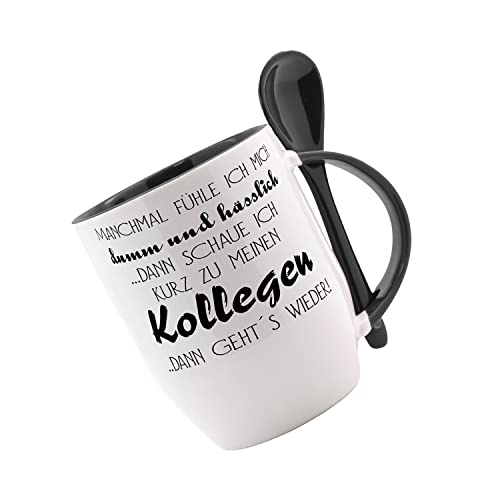 Tasse mit Löffel Manchmal fühle ich mich dumm und häßlich. Löffeltasse, Kaffeetasse mit Motiv, Bürotasse, bedruckte Tasse mit Sprüchen oder Bildern von Crealuxe